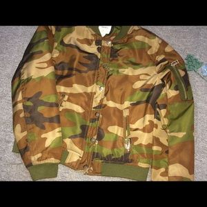 Forever21 army print bomber jacket